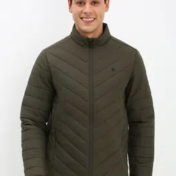 Allen Solly Men Solid Mock Collar Quilted Jacket-picture-17