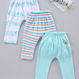 Babyhug Full Length Printed Diaper Leggings Pack of 3 - Multicolor-image-39
