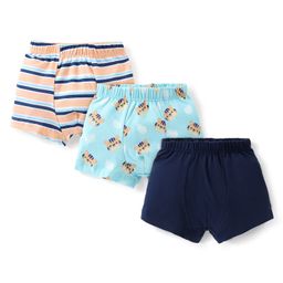 Babyhug 100% Cotton Trunks Stripes & Tiger Print Pack of 3- Blue & Orange-image-66