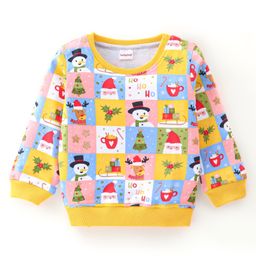 Babyhug 100% Cotton Knit Full Sleeves Sweatshirt With Snow Man Graphics - Multicolour-image-80