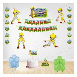 Untumble Cricket Theme Party Hats Kit for Birthday Decorations with Posters- Pack of 58-image-56