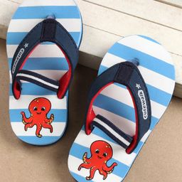 Cute Walk by Babyhug Flip Flops with Back Strap Octopus Print - Blue-image-17