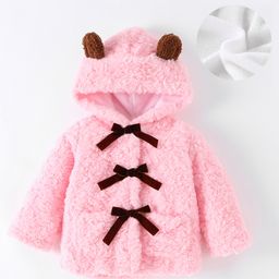 Kookie Kids Full Sleeves Jacket With Bow Applique - Pink-image-67