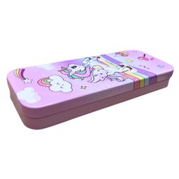 SVE Metal Unicorn Themed Double Layer Pencil Box Case, Metal Stationery Organizer for Kids - Pink-12