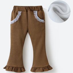 Kookie Kids Full Length Lounge Pants With Lace Detailing - Brown-image-3