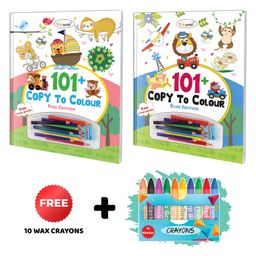 101+ Copy to Colour - Pink and Blue Edition with 10 Wax Crayons : Creative colouring book, Copy Coloring Book for Young kids, Educational Coloring Fun | Combo of 2 Copy to Colour Books - English-3