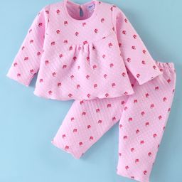 Tango Full Sleeves Winter Wear Night Suit With Cupcakes Print - Pink-image-70