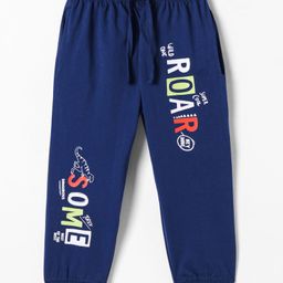 Taeko Single Jersey Knit Full Length Lounge Pant with Text Print - Navy Blue-image-99