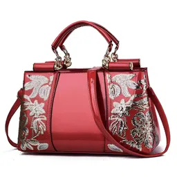 SYGA Women's Cross Border Handbag With Retro Birkin Style held large-capacity shoulder messenger bag(Wine Red)-picture-0