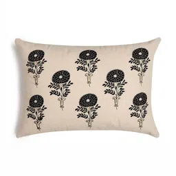 hom&us Beige & Black Floral Rectangle Cushion Covers-26