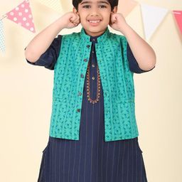 Fabindia Boys Printed Cotton Woven Nehru Jacket-picture-27