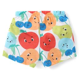 Babyhug 100% Cotton Knit Trunks with Striped & Fruit Print  Pack of 3 - Blue Red & White image 3