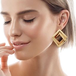 VAGHBHATT Gold-Plated Geometric Shaped Studs image 4