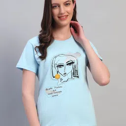 Cantabil Printed Round Neck Applique T-shirt-image-80