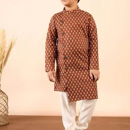 Stylo Bug Boys Ethnic Motifs Printed Regular Pure Cotton Kurta with Pyjamas-13