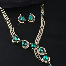 Shining Diva Fashion Gold-Plated Crystals-Studded Jewellery Set-55