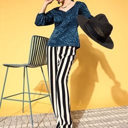 plusS Stylish Blue Animal Print Volume Play Top-image-70