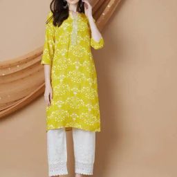 Melange By Lifestyle Yellow Regular Fit Floral Print Kurta-picture-43