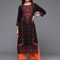 Indo Era Black Printed Straight Kurta-image-22