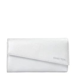 United Colors of Benetton Elyna Metallic Silver Solid Tri-Fold Wallet-35