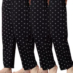 Pack of 3 Women Heart Printed Cotton Comfortable Pyjama/Lounge Pants-picture-31