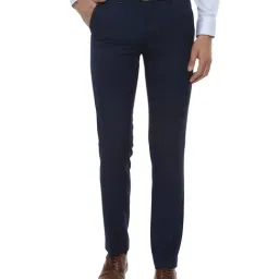 Van Heusen Navy Slim Fit Flat Front Trousers-image-80