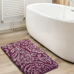 Saral Home Purple Microfiber Abstract Bath Mat 45X70 cm-image-33