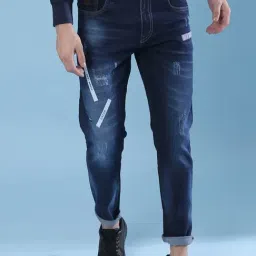 Campus Sutra Navy Printed Jeans-image-1