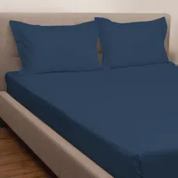 Petal Home Solid Navy Blue 300 TC Cotton Pillow Covers - Set of 2-14