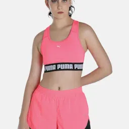 Puma Mid Impact Pink Polyester Graphic Sports Bra-image-35