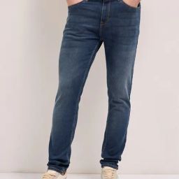 The Bear House Blue Cotton Slim Fit Solid Jeans-image-91