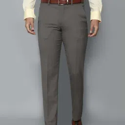 Louis Philippe Permapress Grey Slim Fit Trousers-picture-14