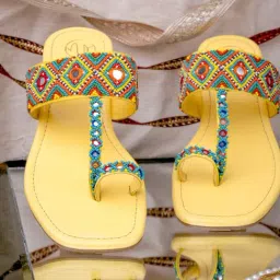 NR by Nidhi Rathi Women's Yellow Toe Ring Sandals-image-22
