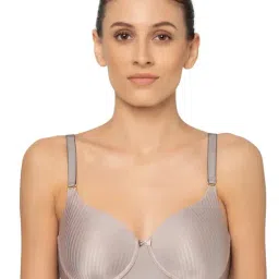 Triumph Grey Striped Half Coverage T-Shirt Bra-10