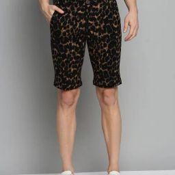SHOW OFF Black Cotton Regular Fit Printed Shorts-image-93