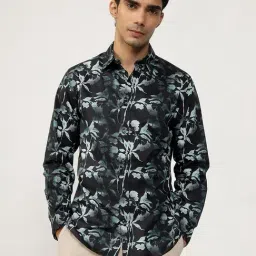 Andamen Black Cotton Regular Printed Shirt-image-20