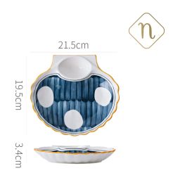 Nestasia Printed ¿White ¿Ceramic Nitori Shell-Shaped Plates with Section - Set of 2 image 5