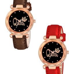 Gopal Shopcart Unisex Pack Of 2 Printed Dial Analogue Watch GR379RG Q BRO RED Vel L-image-93