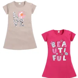 Todd N Teen Kids Multi Cotton Printed Nighty Dresses (Pack of 2)-image-4