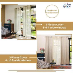 Urban Space Cream Polyester Printed Door Curtain with Eyelets & Tieback - Set of 2 (8 ft) image 5