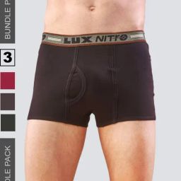 Lux Nitro Assorted Cotton Regular Fit Solid Trunks - Pack of 3-picture-10