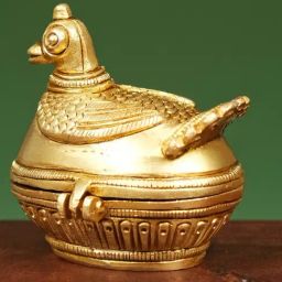 Ekaa Handicrafts Gold Brass Peacock Shaped Kumkum Box-31