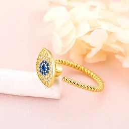 GIVA 925 Silver Golden Studded Evil Eye Spin Ring for Women & Girls-image-11