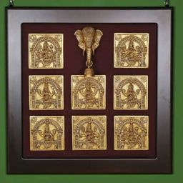 Ekaa Handicrafts Gold Brass Ashta Lakshmi Frame Wall Hanging-3