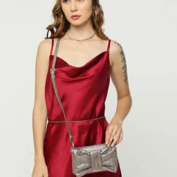 THE HOLISTIK Bling Metallic Bronze Shimmer Medium Cross Body Bag-image-12