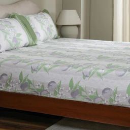 Maspar Purple Cotton Printed 200 TC Double Fitted Bedsheet with 2 Pillow Covers-12
