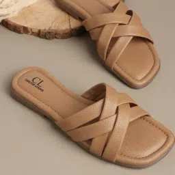 Carlton London Women's Taupe Cross Strap Sandals-picture-27