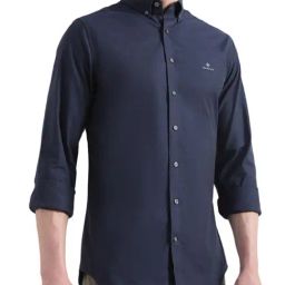 Gant Navy Cotton Slim Fit Shirt-image-96