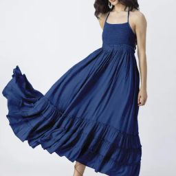 Moomaya Blue Relaxed Fit Midi Dress-image-74