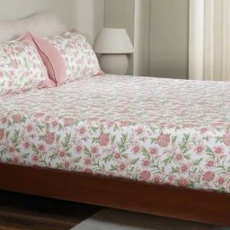 Maspar Pink Cotton Printed 200 TC Single Fitted Bedsheet with 1 Pillow Cover-picture-22